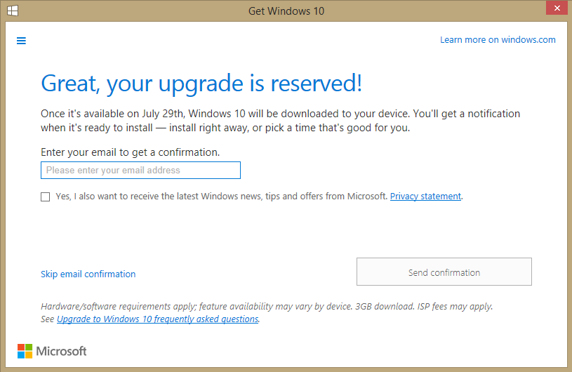 Get Windows 10 - Upgrade Reserved